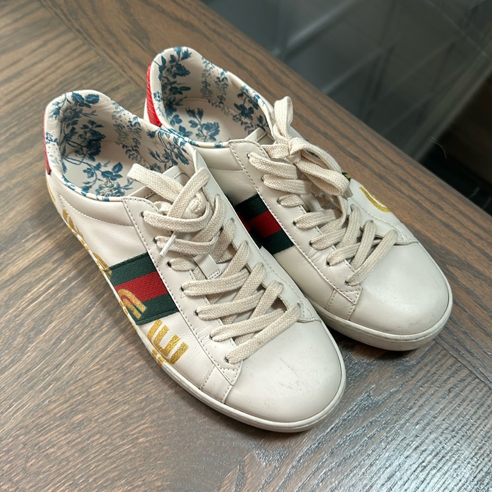 Lightly Worn Gucci Ace Embroidered Sneakers